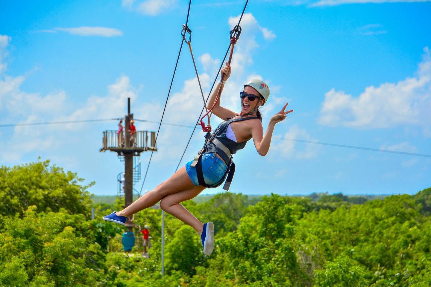 Zipline over tropical forest