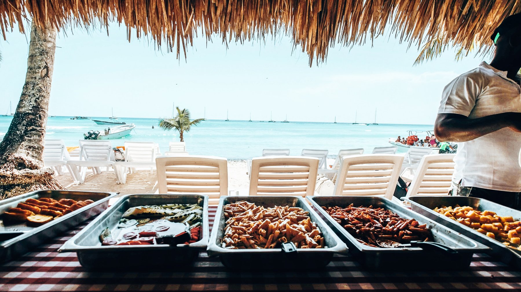 Dominican buffet lunch on Saona Island
