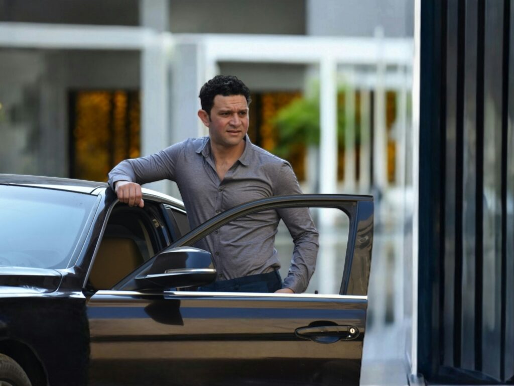 Private driver opening the car door for arriving guests