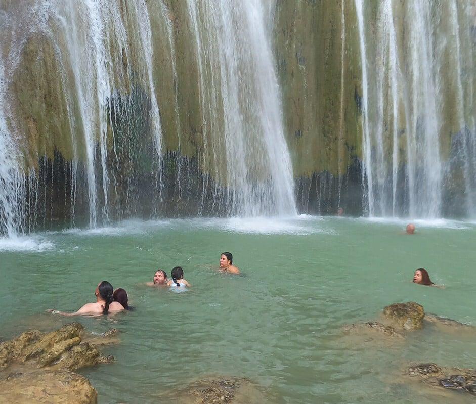 Swimming in the natural pool below El Limón waterfall, Samaná